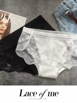 Sexy underwear women lace ultra-thin hot and comfortable gray black Middle waist cotton crotch Lady breifs