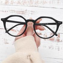 Transparent ins myopia glasses women can match the number of degrees Korean version retro round face thin black frame male small red book glasses frame
