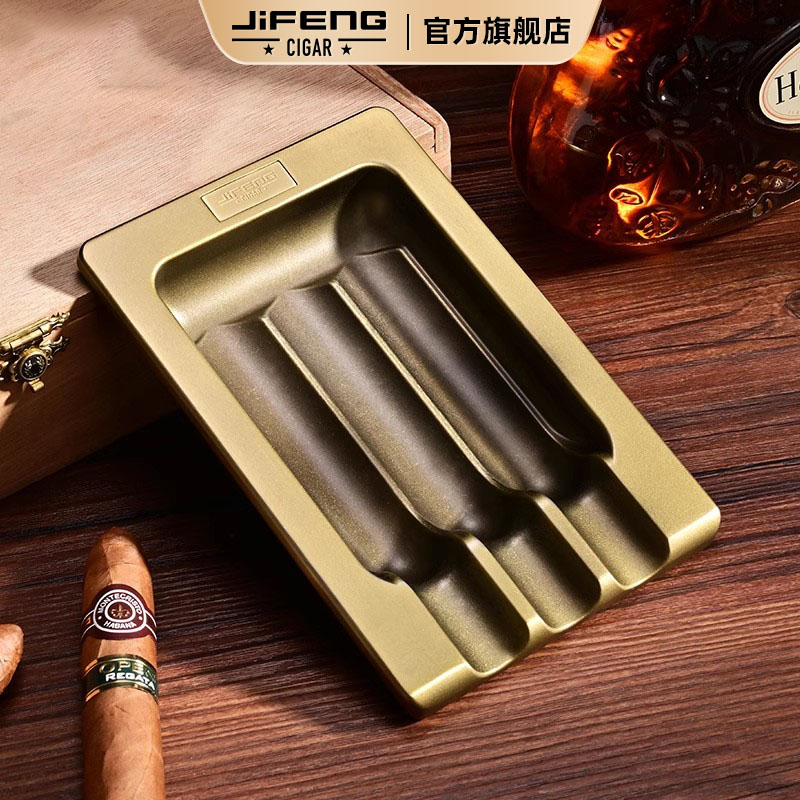 Jifeng Monsoon Cigar Ashtray Metal Large Caliber Cigar Slot Home Office Special Cigar Ashtray