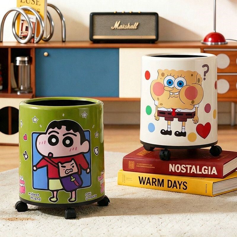 Trash Can for Home Use 2026 New Model for Living Room, Bedroom, Kitchen, Bathroom, High Aesthetic Appeal, Cute Wastebasket, Office, Movable