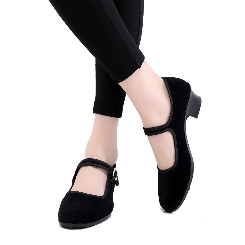 Folk Dance Shoes Old Beijing Dance Shoes Dancing Shoes Summer Black Cloth Shoes Flat Suede Foam Twist Shoots Song Practice Shoes