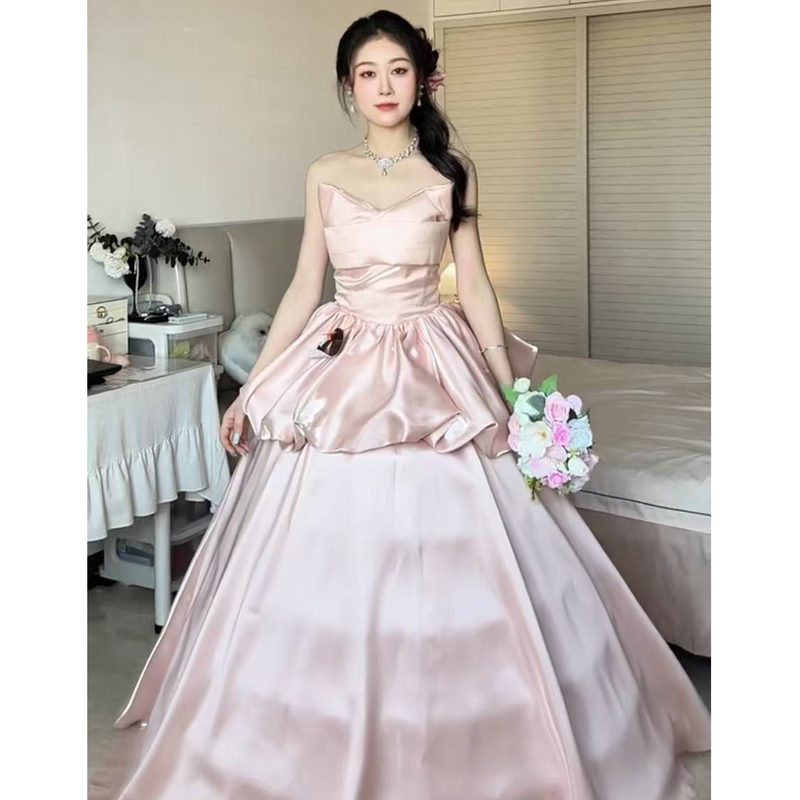 Pink Evening Dress 2026 New High-End Graduation Engagement Toast Dress Bride's Morning Gown Birthday Coming-Of-Age Ceremony Princess Dress