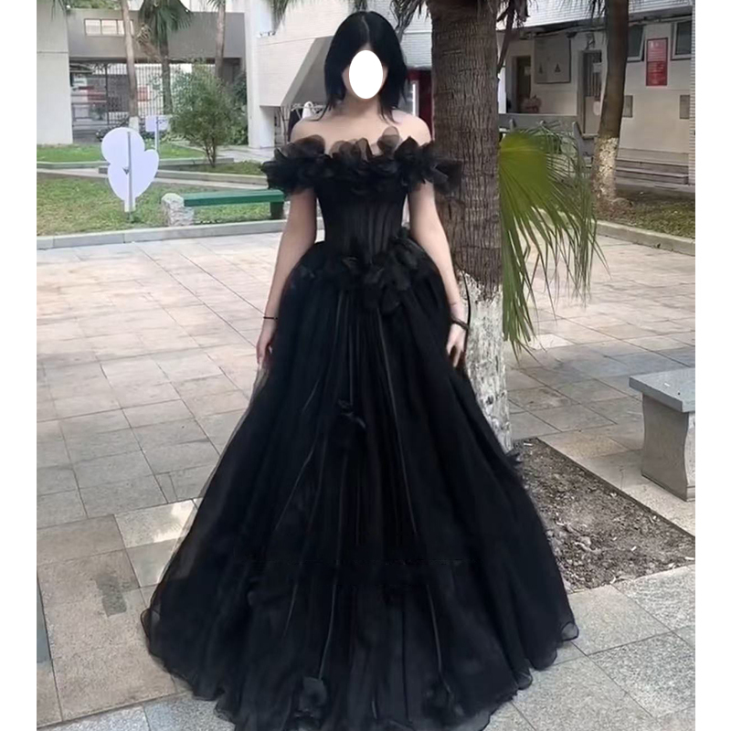 Black Solo Evening Dress, Elaborate Birthday, Coming-Of-Age Ceremony, Graduation, High-End Princess Dress, Female Art Exam Performance, Entrance Exam Banquet