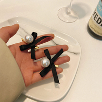 Black Cloth Art Bow Tie Pearl Hair Clip Woman South Korea East Great Door Liu Hai Chuck Decoration Hair Accessories Girl Side Edge Clip