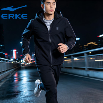 Hongxing erke men's windbreaker spring and autumn new hooded windproof woven jacket youth trendy sports jacket