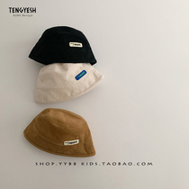 Korean TH childrens bucket hat baby fisherman hat spring and autumn casual style versatile sun visor basin hat trend for boys and girls