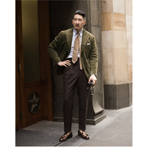 Retro corduroy Barb collar single-breasted suit autumn and winter thickened cotton jacket slim suit men