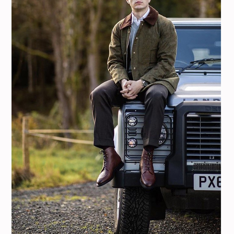 Vintage classic TWEED hunting jacket British tweed wool hunting multi-pocket tooling jacket men