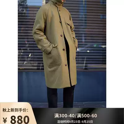 Retro 30 s autumn and winter loose woolen jacket tooling wind long version balmacan wool coat men