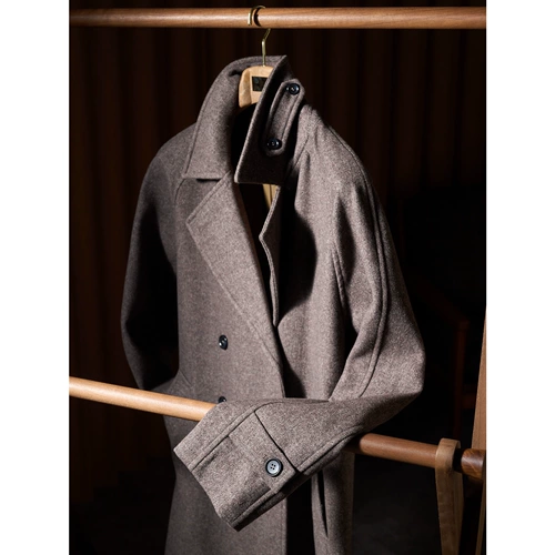 Мужская ретро куртка, длинное демисезонное шерстяное шерстяное пальто, средней длины, увеличенная толщина