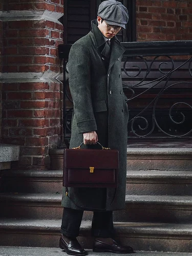 Классическая сверхдлинная демисезонная шерстяная школьная мужская куртка