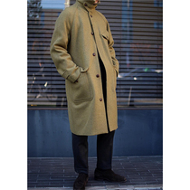 Retro 30 s autumn and winter loose woolen jacket tooling style mid-length Balmacan wool coat men
