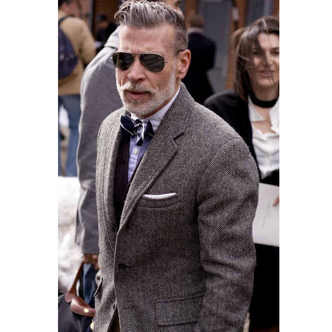 NickWooster Tweed wool suit men's British retro striped spring and Autumn slim fit trendy suit jacket