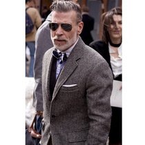  NickWooster tweed wool suit Mens British retro striped spring and Autumn slim fit trendy suit jacket