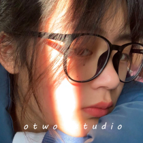 Black large frame retro myopia frame female face can be equipped with degree ins Wind thin plain face Korean version tide