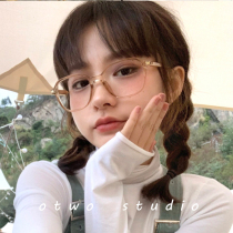 Plain transparent glasses myopia retro Japanese glasses frame female ins style Korean version of Chao man big face thin with degree