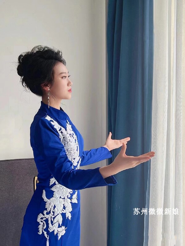 Qipao Collar Dress for Vocal Solo Performance, Runway Show, Art Exam, Folk Song, Guzheng, Host, Banquet, Women's Annual Meeting