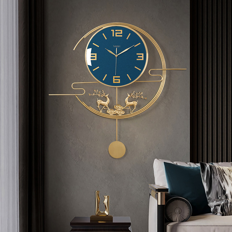 Creative Art 2021 New Hanging Bell New Chinese Light Lavish Clock Living Room Home Fashion Pendulum Clock Upscale Hanging Watch