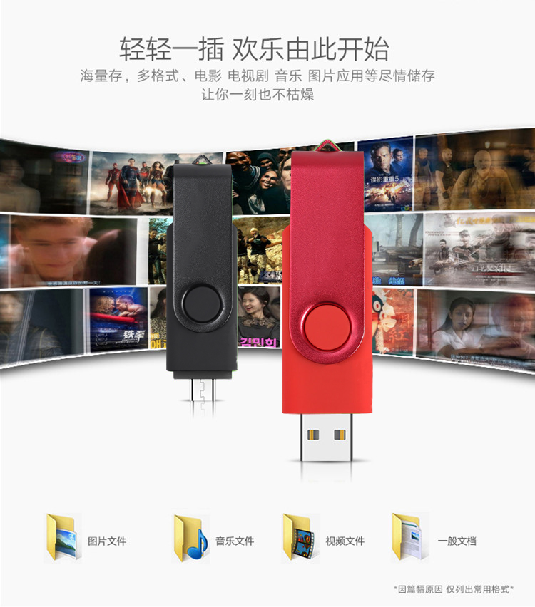 Genuine không thấm nước tốc độ cao xoay u đĩa 64g máy tính di động dual-128g USB Logo U đĩa tùy chỉnh chữ - USB Aaccessories đầu sạc type c
