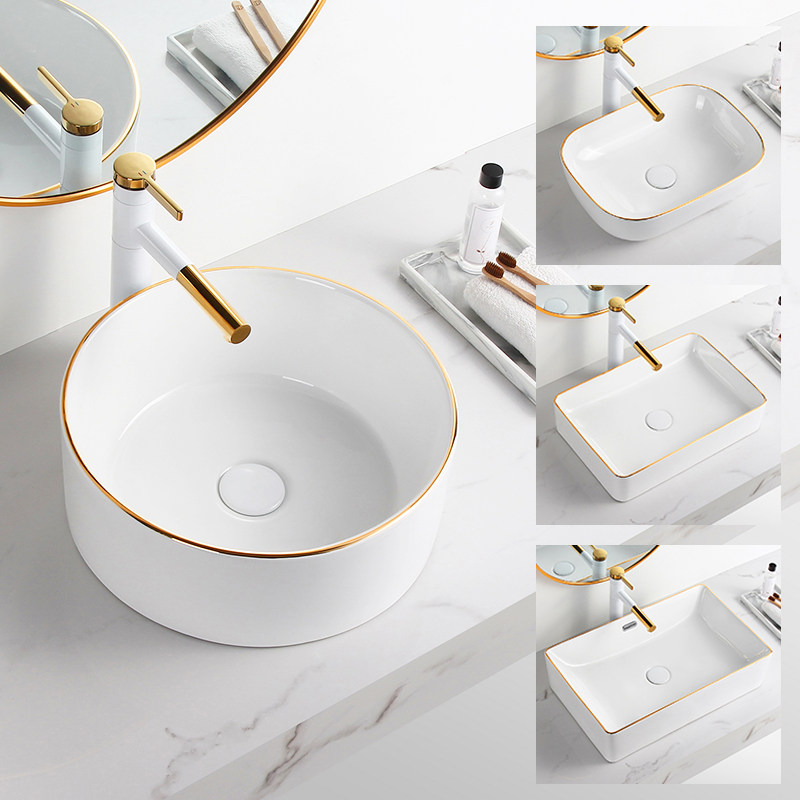 Phnom Penh Round Table Basin Wash Basin Home Small Size Ceramic Square Washbasin Make-up Room Face Basin Single Sink