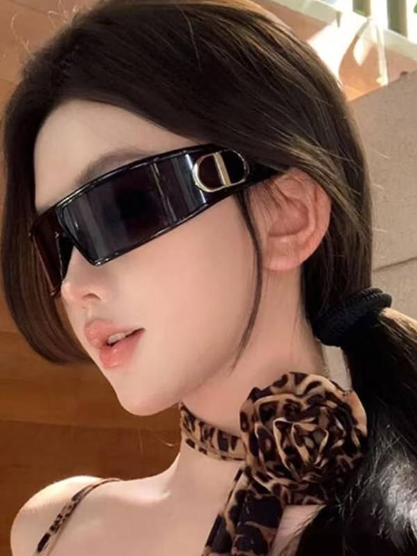 Wei Xue Cd Headband Sunglasses for Women 2025 Xiaohongshu Same Style Futuristic Y2K American Style Headband Retro Sunglasses