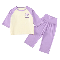 Girls pajamas summer pure cotton thin three-quarter sleeve childrens home clothes high waist suit modal baby girl