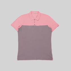 Diaoman Princess Men's Coral Red Pleated Lapel Polo Style Short Sleeve Topa