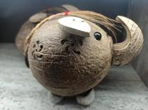 Coconut shell elephant crafts elephant piggy bank natural materials handmade coconut carving ornaments creative crafts