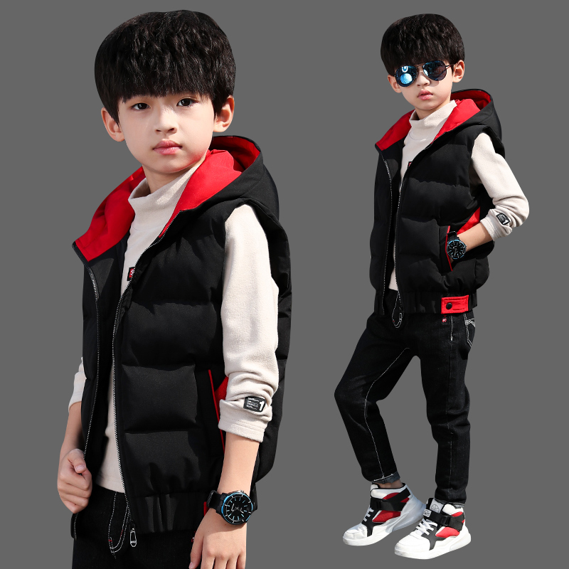 Boy's down cotton marka autumn winter gas in 8 children 9 winter ten thickening 12 warm vest 13 years old