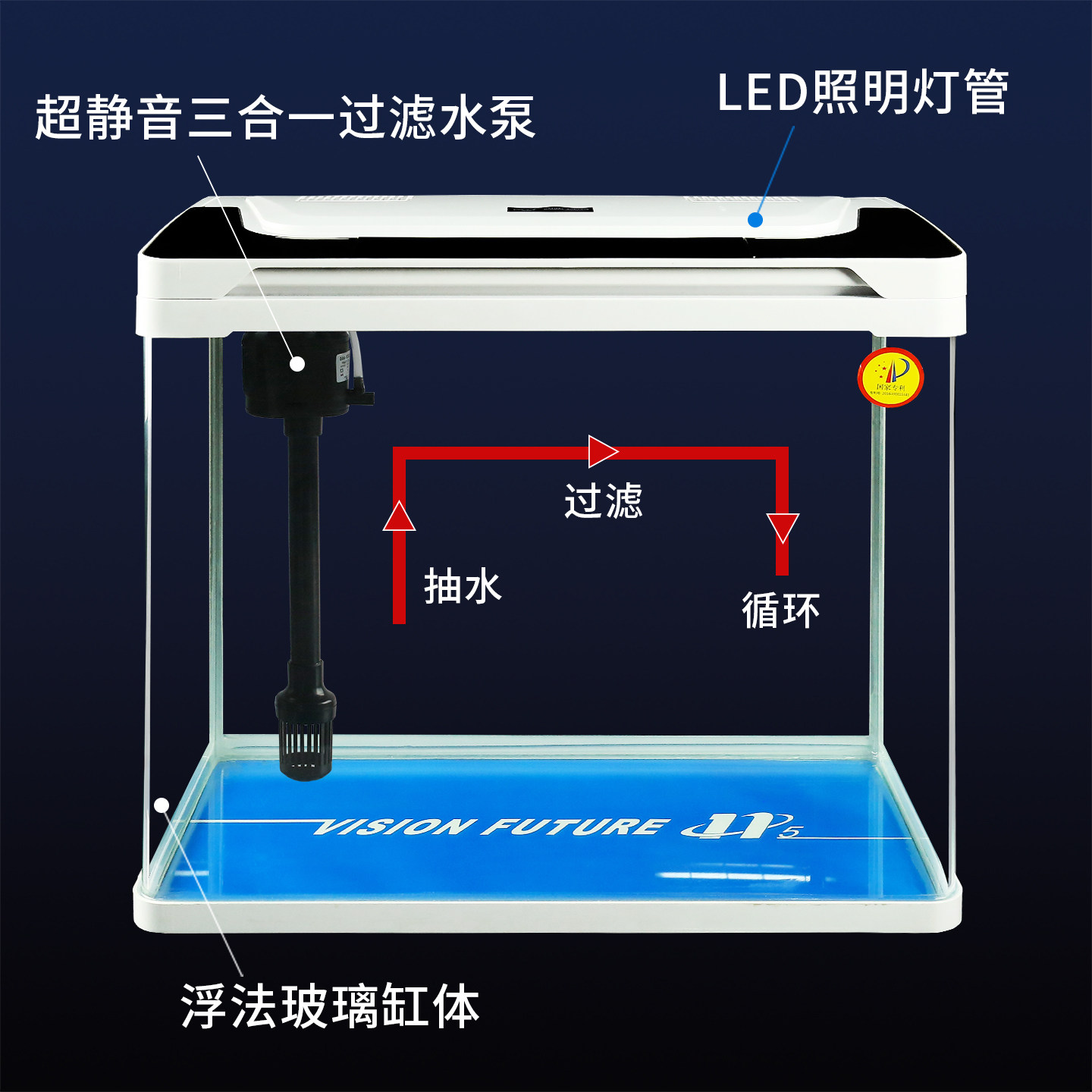 Chudi Goldfish Tank Filtration and Oxygenation All-In-One Machine, Small Glass Desktop Aquarium for Home Use in the Living Room, No Water Change Required, Ecological Aquarium