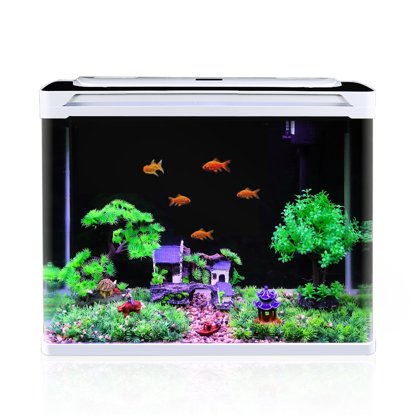 Chudi Glass Goldfish Tank with Integrated Filtration and Oxygenation System, Small Household Model for Living Room, Easy to Use, No Need to Change Water, Ecological Self-Circulation