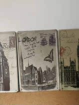 Memories] Tin 4 artwork Decorative painting nostalgic a group of collecting props tin grain block landscape advertising painting old