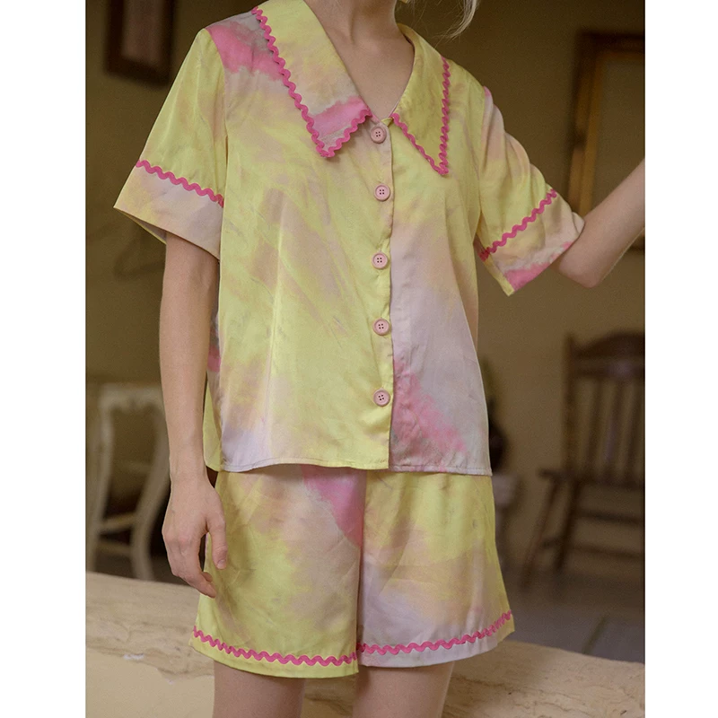 Silk spring summer pijama, genuine design set