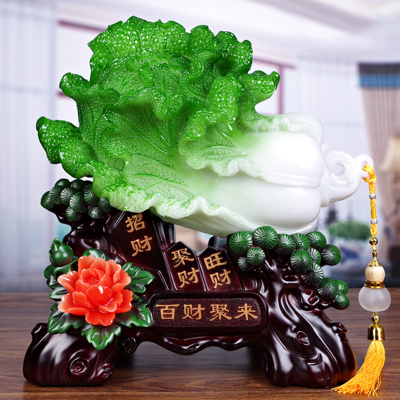 Baicai Jucai Large Lucky Jade Cabbage Decoration Living Room New House New Residence Relocation TV Cabinet Decoration Opening Gift