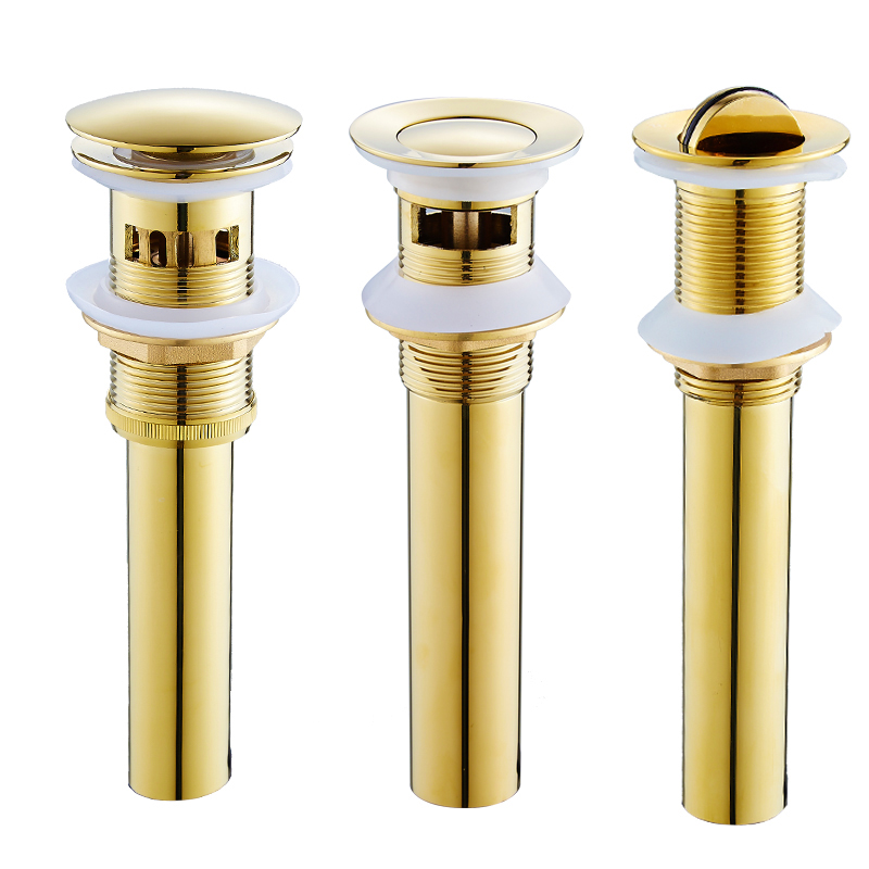 Gold sink All copper bouncing basin washbasin Antique washbasin sink flip plate water remover
