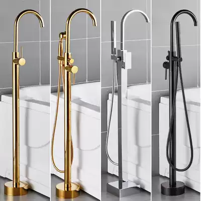 European all-copper body retro floor-standing bathtub hot and cold faucet cylinder side vertical column basin wall connected to shower column shower