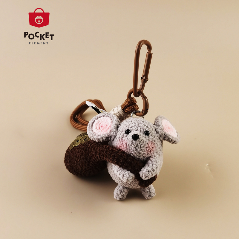 Pocket Cute Money-Making Rat Bag Charm Keychain High-End Niche Gift for Giving