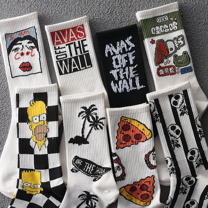 Socks for Summer, Men's Trendy Ins-Style Versatile Korean Version, Mid-Calf and Long Socks for Girls, Boys' Basketball Socks, Autumn Long Socks for Women