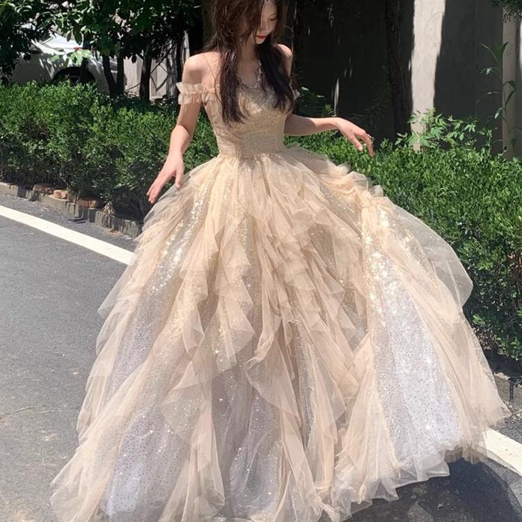 High-End Evening Dress Female Student Vocal Art Test Performance Annual Meeting Host Adult Ceremony Eighteen-Year-Old Banquet Elegant