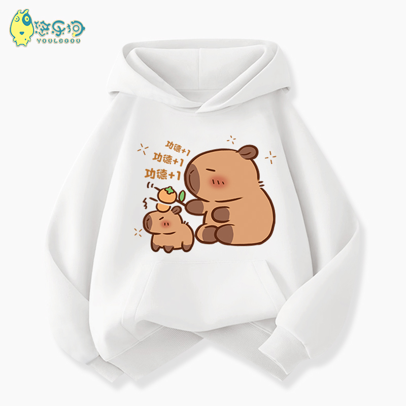 カピバラ ガールズ スウェットシャツ 2025年秋冬新作 子供用 秋冬ジャケット 男の子 フード付き 春 トップス