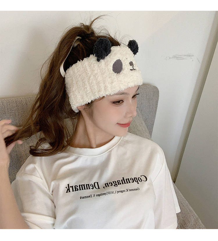 Fascia per capelli in peluche per lavare il viso, fascia larga per capelli con panda carino, fascia per capelli con pressione, fascia per capelli Yuezi_voghion.com