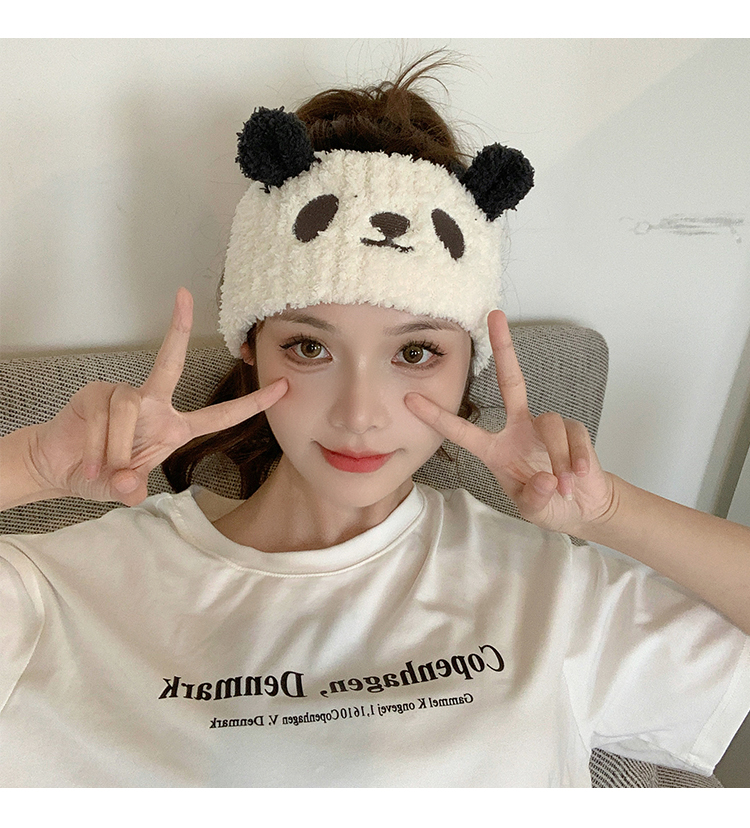 Fascia per capelli in peluche per lavare il viso, fascia larga per capelli con panda carino, fascia per capelli con pressione, fascia per capelli Yuezi_voghion.com