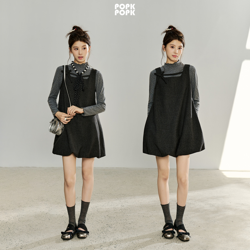 Popk2026 Autumn New Style Elegant Miu Series Vest and Floral Skirt Versatile Set for Layering in Autumn, Women's Suspender Skirt Popk2026 Autumn New Style Elegant Miu Series Vest and Floral Skirt Versatile Set for Layering in Autumn, Women's Suspender Skirt