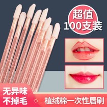 Disposable lip brushed stick 100 portable womens mouth red brushed lip line lip pencil glazed makeup artist special lip gloss brush brush