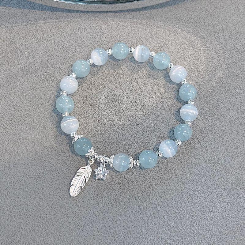 2024 Trendy Star Feather Bracelet for Women, Instagram Niche Style, Enhances Complexion, Crystal Bracelet for Girls, Gift for Best Friends, Jewelry Accessory