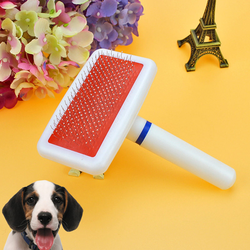 White plastic handle pet comb airbag dog comb cat needle comb with protective point hair removal comb