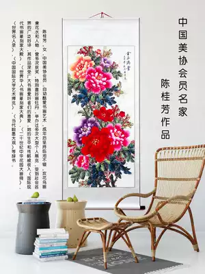 Blooming rich peony painting Chinese painting hand-painted authentic living room Feng Shui decoration calligraphy and painting flowers and birds bedroom hanging painting has been mounted