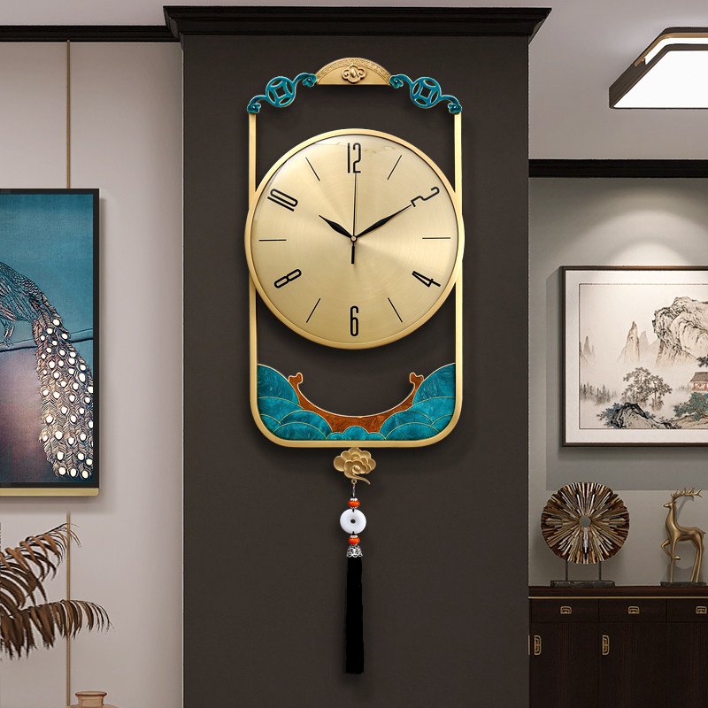 New Chinese high-end living room hanging bell Chinese wind atmosphere watches and clocks Home creative hanging wall clock Fashion 2021 new