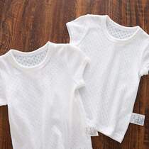Total Cotton Age Day Ensemble Boy White Short Sleeve T-Shirt Baby Mesh Pure Cotton Half Sleeve Pure Color Child Summer Breathable