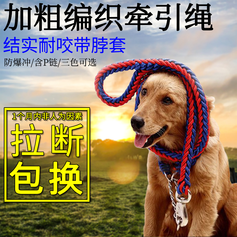 Dog traction rope anti-bite eight-strand thickened dog rope medium and large dogs and horses Doberman P chain explosion-proof punching dog chain